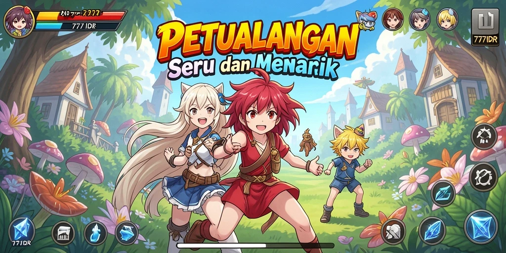 Tampilan gameplay 777IDR yang penuh aksi dan karakter anime