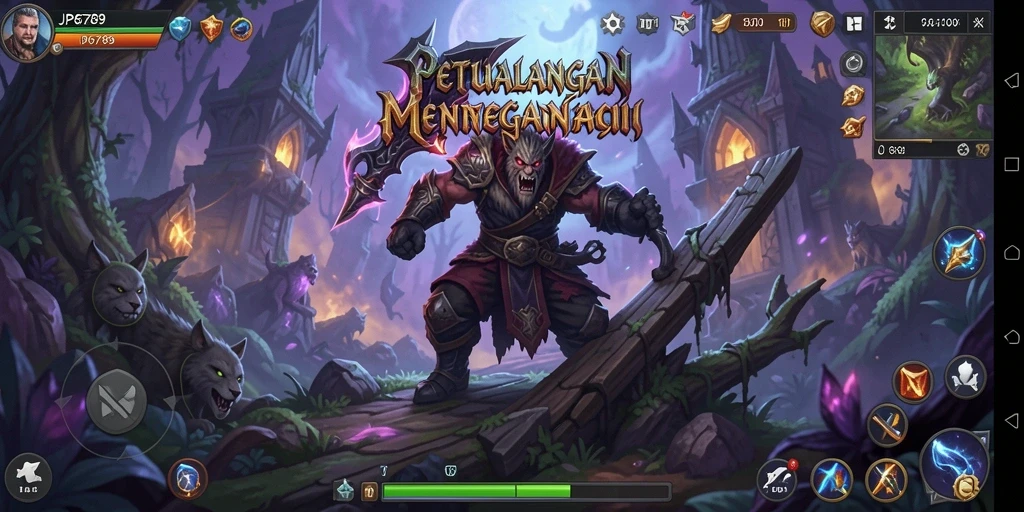 Screenshot utama JP6789 menampilkan pertarungan epik dengan karakter yang beraksi.