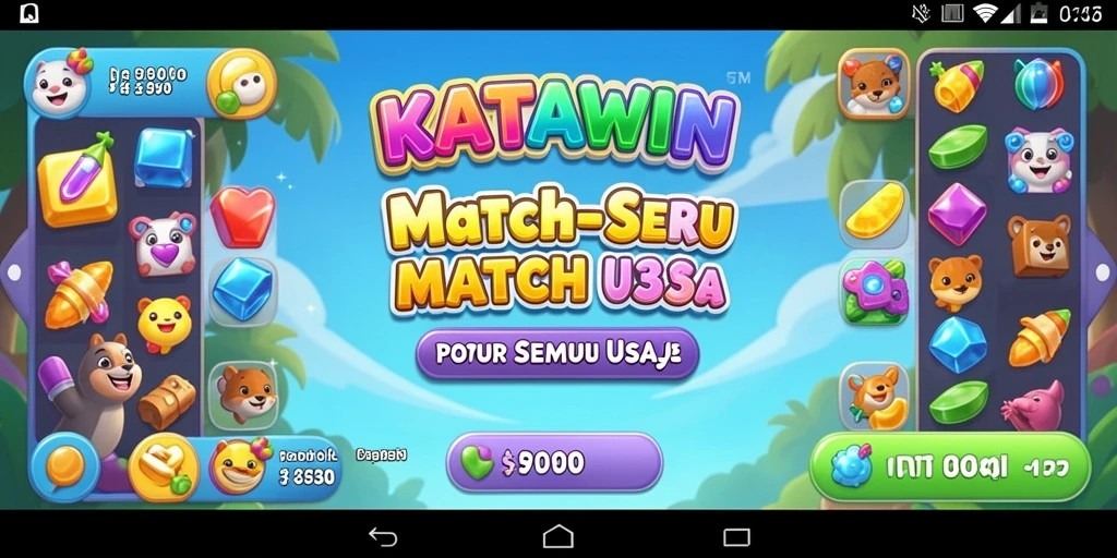 Tampilan menarik gameplay KATAWIN dengan elemen match-3 yang seru.