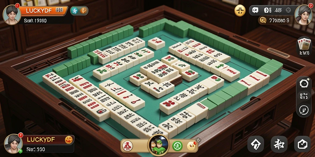 Tampilan gameplay LUCKYDF menunjukkan strategi bermain Mahjong yang menarik.
