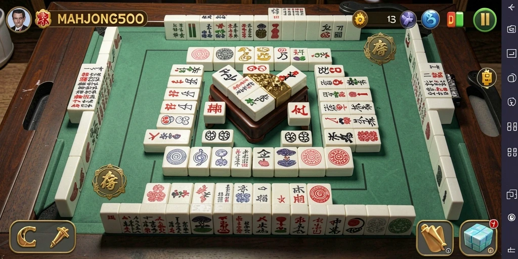 Tampilan gameplay MAHJONG500 yang menegangkan dan seru.