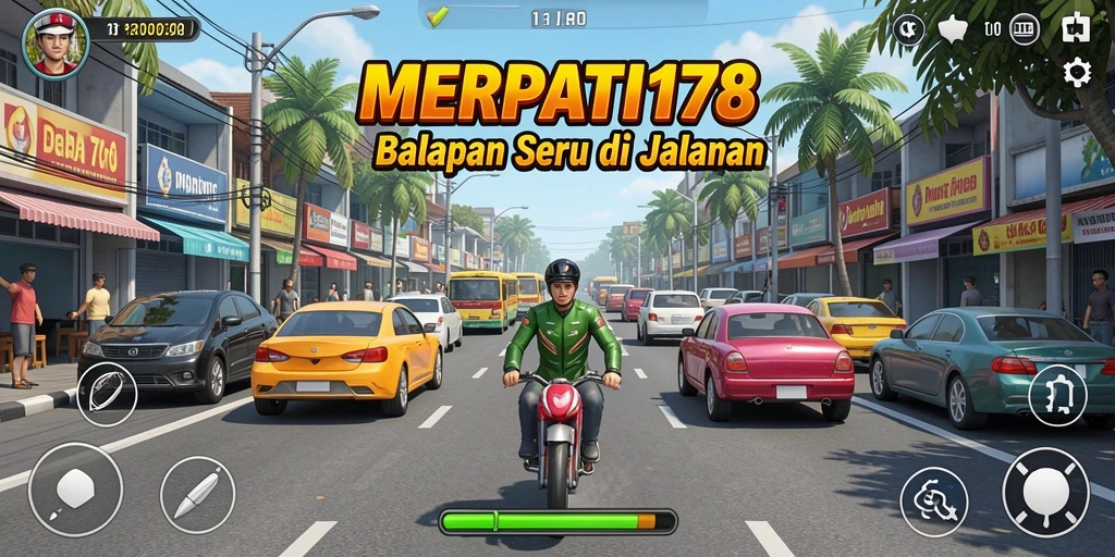 Tampilan gameplay balapan yang mendebarkan di MERPATI178.