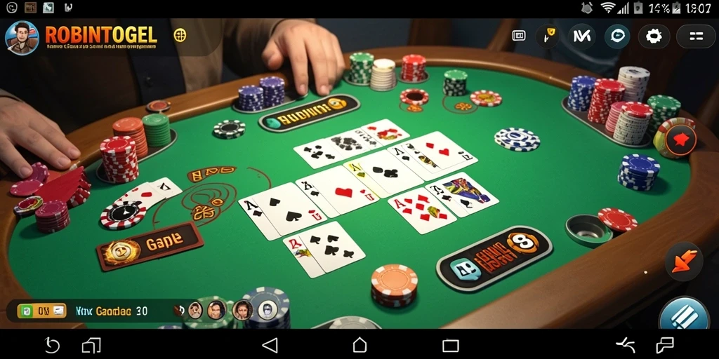 Gameplay seru Gaple dalam ROBINTOGEL yang menyenangkan.