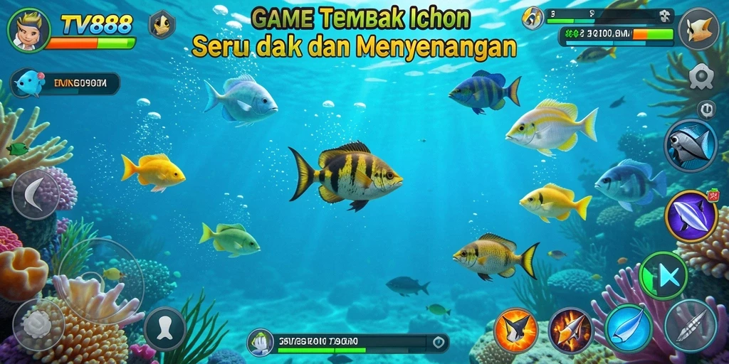 Tangkapan layar dari gameplay seru Tembak Ikan di TV888.