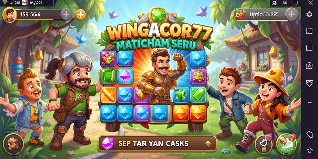 Screenshot gameplay WINGACOR77 dengan elemen match-3 yang menyeronokkan.