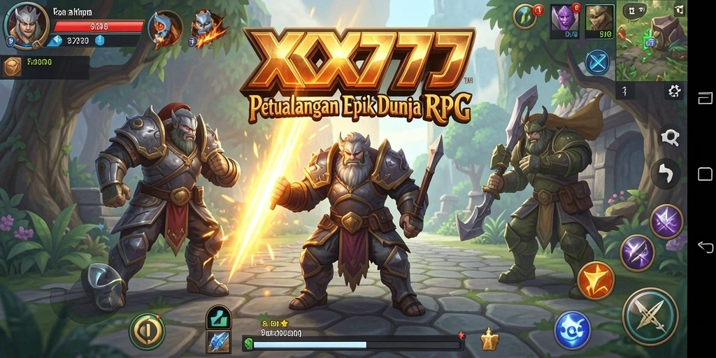 Tampilan gameplay RPG mendebarkan dari XXX777 dengan pertempuran epik.